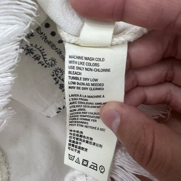 We The Free White Denim Skirt 27 Raw Hem Jean Mini Free People Boho - Picture 12 of 12